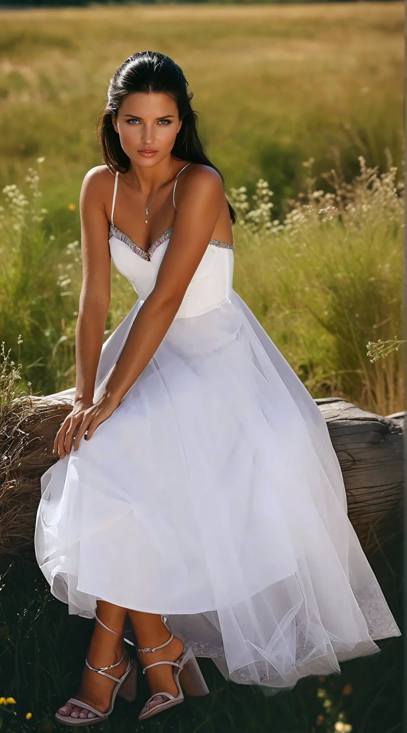 ÉTOILE™ – VESTIDO DE NOCHE DE PRINCESA DE GASA SIN TIRANTES