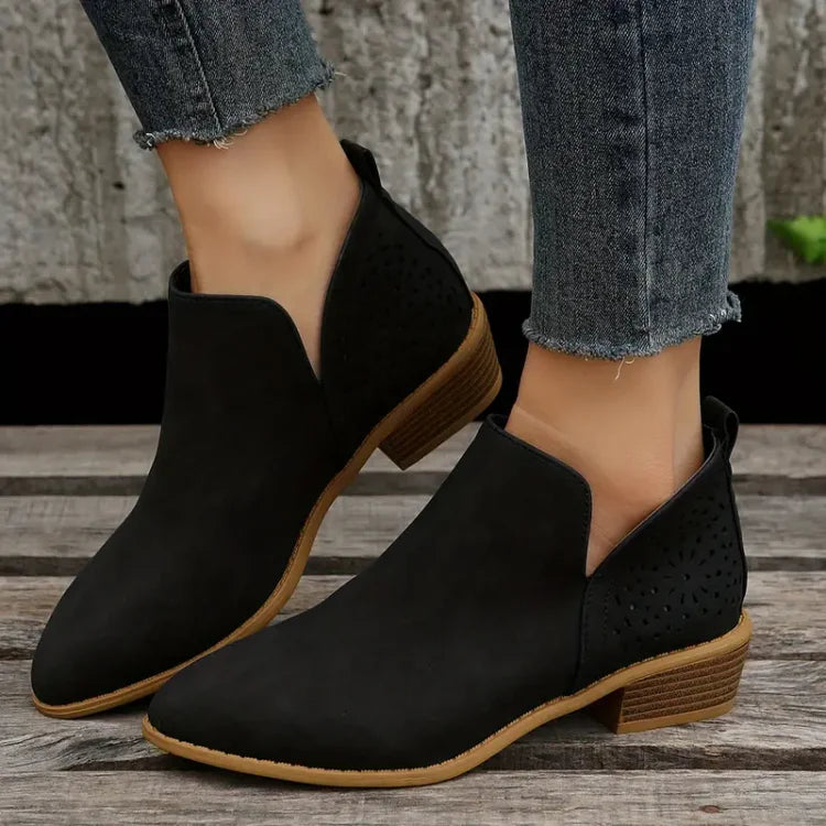 BOTAS RETRO DE TACÓN BAJO Y ANCHO PARA MUJER 2025