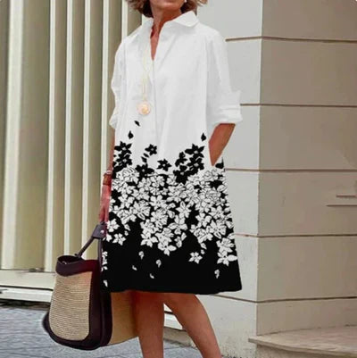 LYVÉA™ – VESTIDO CAMISOLERO DE COLOR LISO CON BOTONES PARA MUJER