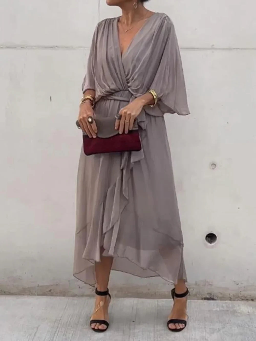 TAYLORIA™ – ELEGANTE VESTIDO DE GASA CON CUELLO EN V