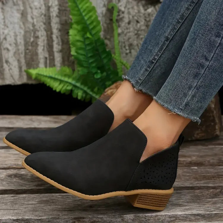 BOTAS RETRO DE TACÓN BAJO Y ANCHO PARA MUJER 2025