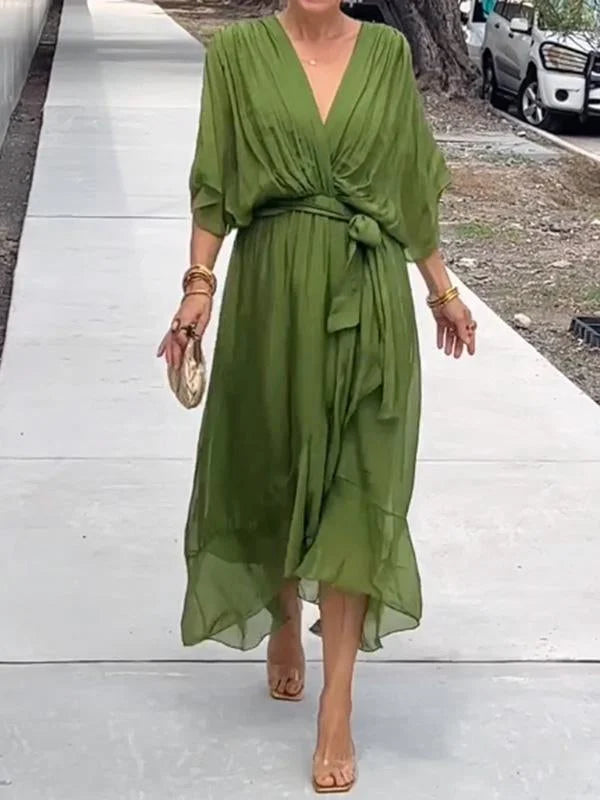 MONAÉ™ – ELEGANTE VESTIDO DE GASA CON CUELLO EN V