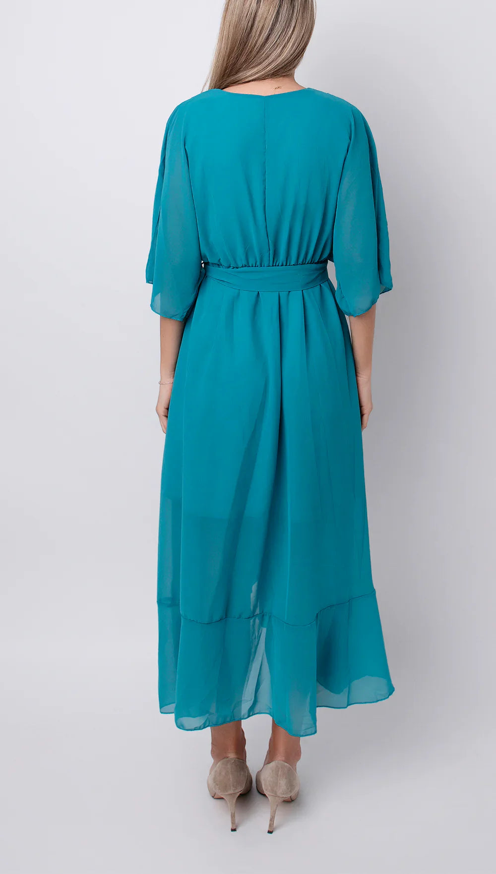 MONAÉ™ – ELEGANTE VESTIDO DE GASA CON CUELLO EN V