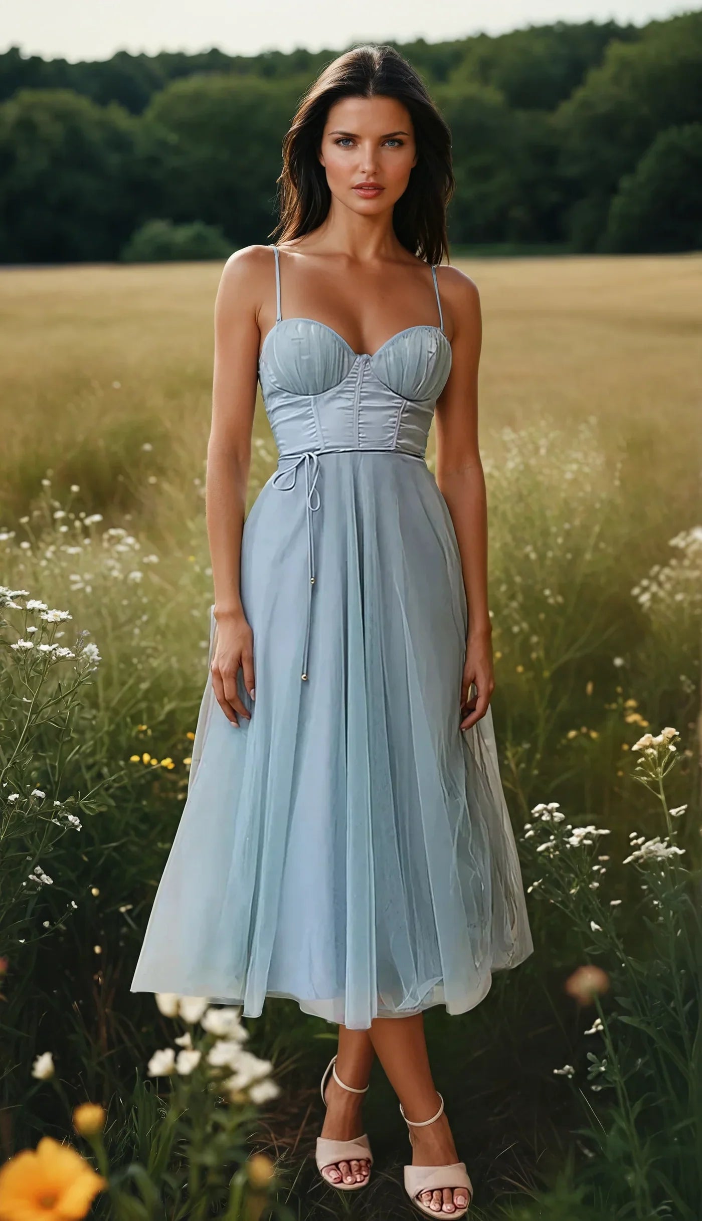 ÉTOILE™ – VESTIDO DE NOCHE DE PRINCESA DE GASA SIN TIRANTES