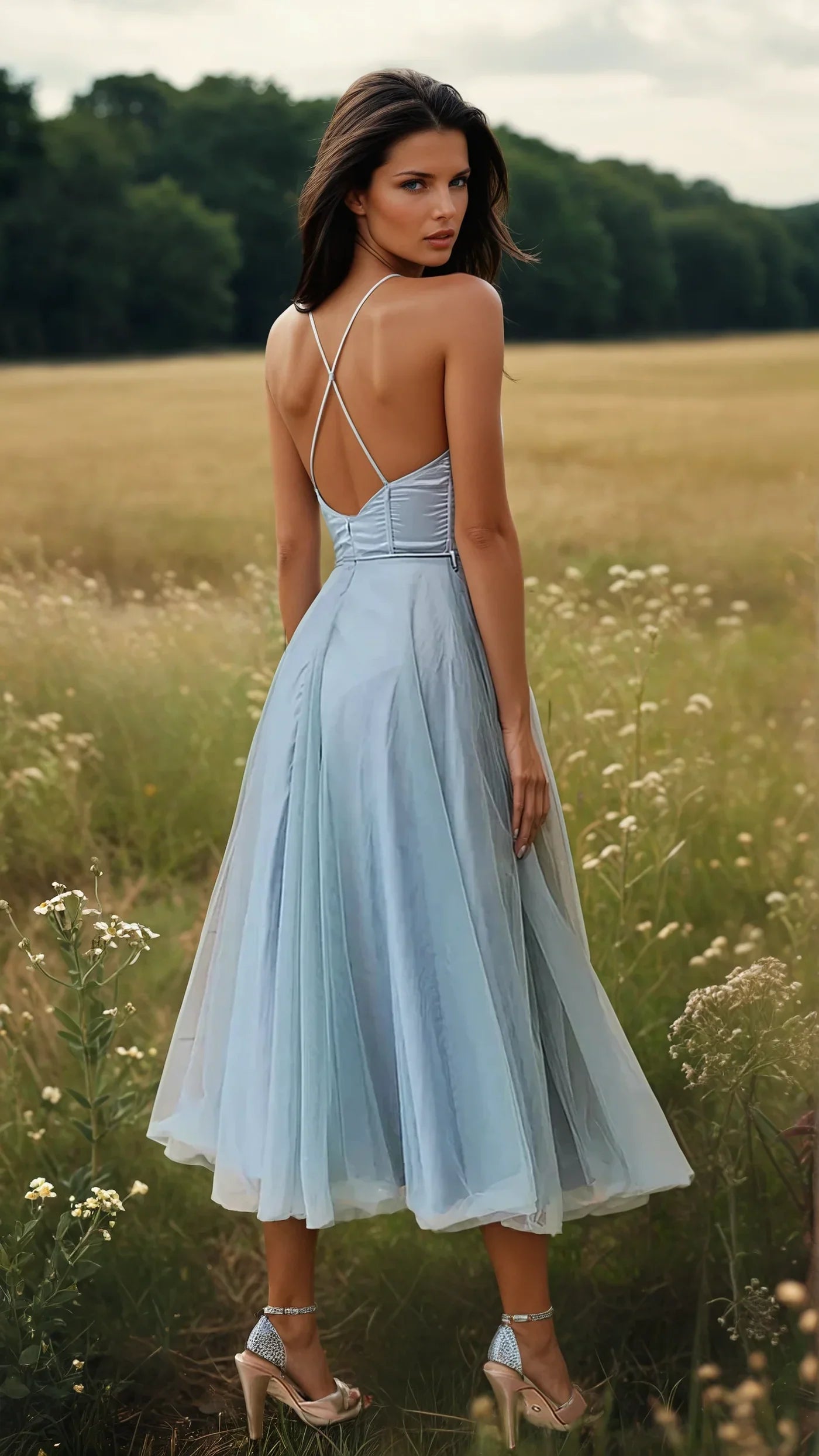 ÉTOILE™ – VESTIDO DE NOCHE DE PRINCESA DE GASA SIN TIRANTES