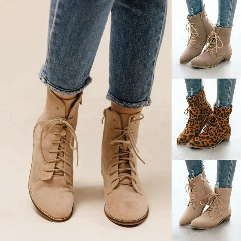 BOTAS ELEGANTES DE MUJER CON CORDONES Y CREMALLERA 2025