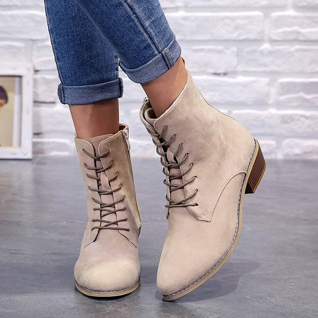 BOTAS ELEGANTES DE MUJER CON CORDONES Y CREMALLERA 2025