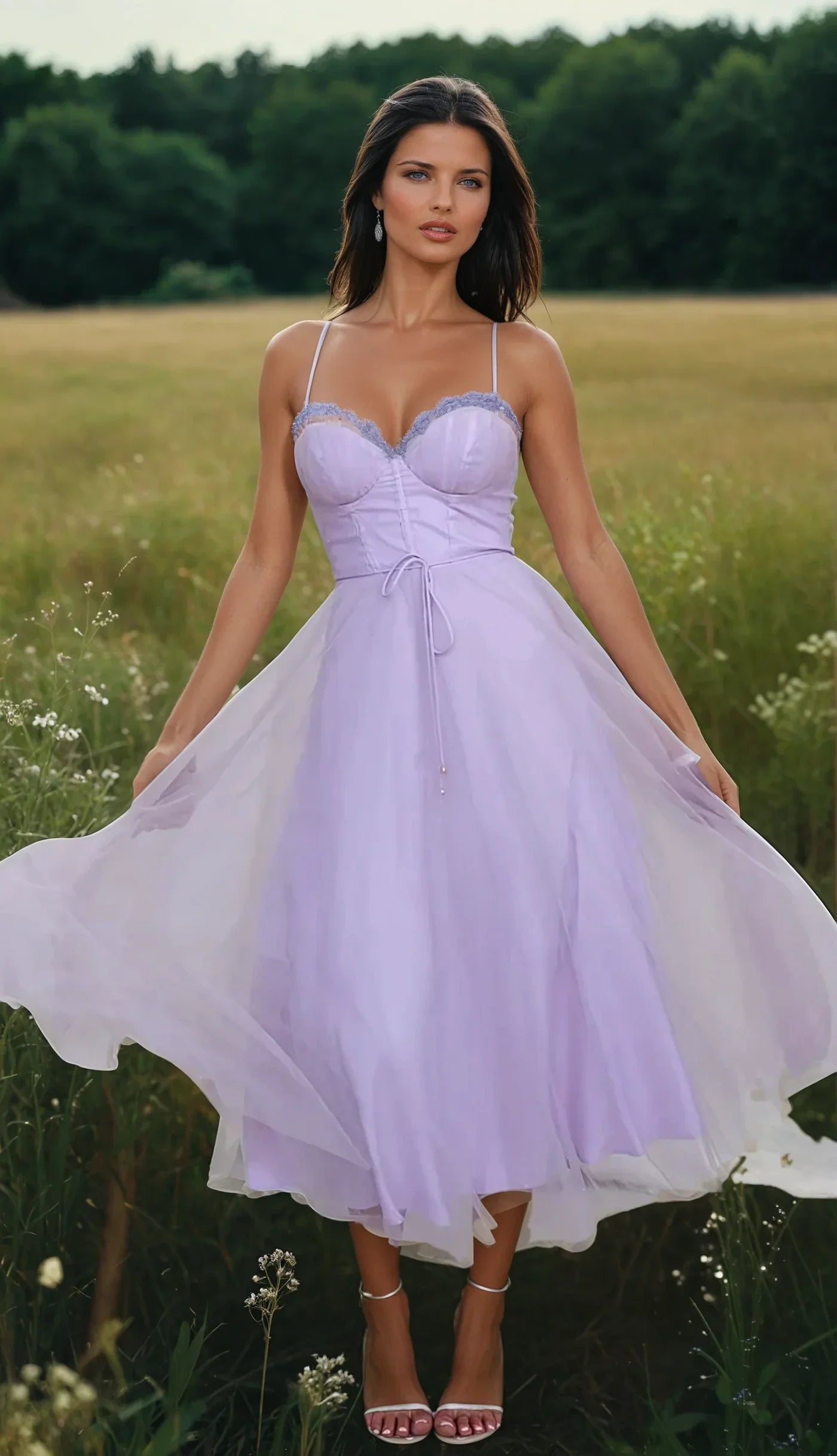 ÉTOILE™ – VESTIDO DE NOCHE DE PRINCESA DE GASA SIN TIRANTES