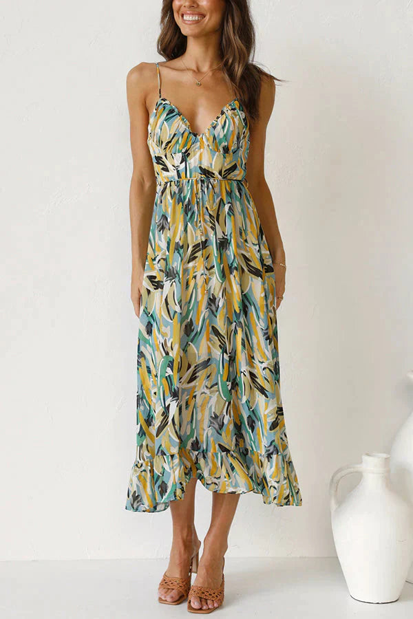 ESTELLEA™ – ELEGANTE VESTIDO DE LARGO MEDIO CON ESTAMPADOS ARTÍSTICOS