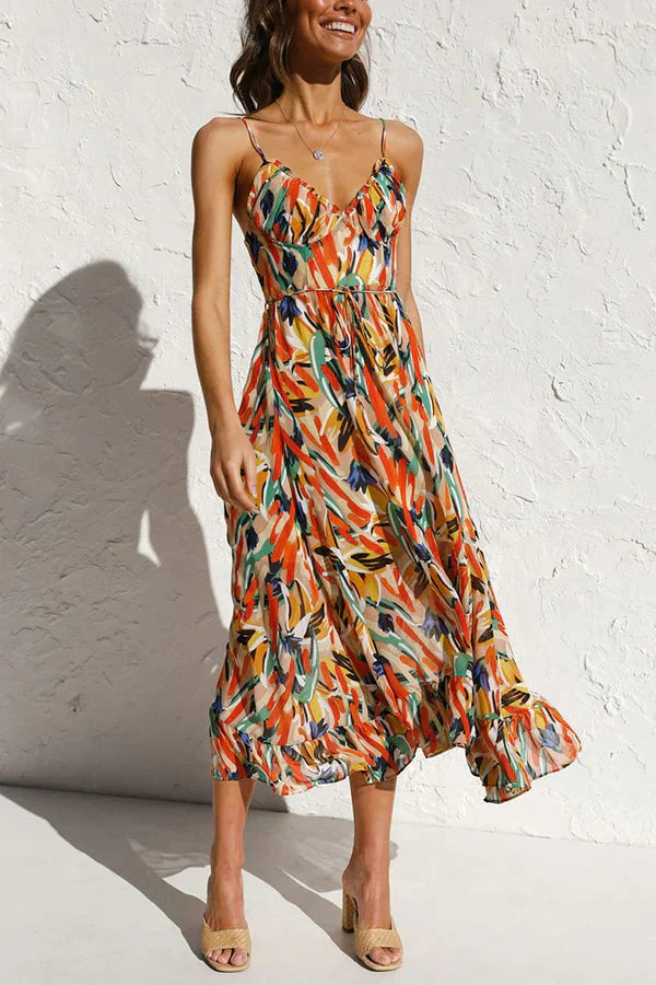 ESTELLEA™ – ELEGANTE VESTIDO DE LARGO MEDIO CON ESTAMPADOS ARTÍSTICOS