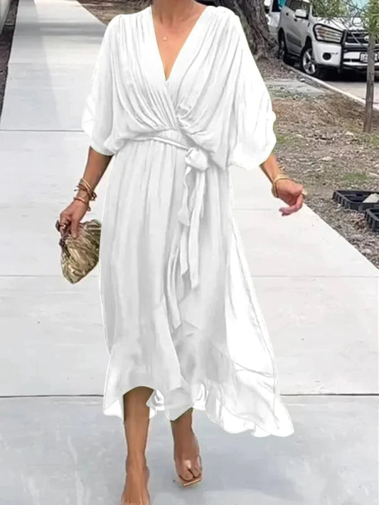 TAYLORIA™ – ELEGANTE VESTIDO DE GASA CON CUELLO EN V