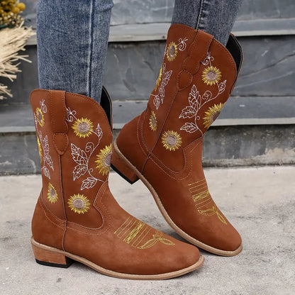 FREYA™ BOTINES CASUALES CON TACÓN DE CUÑA Y ESTILO BORDADO