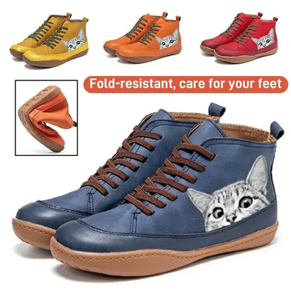 LARA™ BOTINES DE MUJER CON ESTAMPADO DE GATO