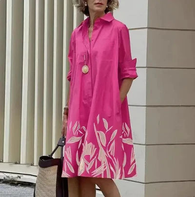LYVÉA™ – VESTIDO CAMISOLERO DE COLOR LISO CON BOTONES PARA MUJER