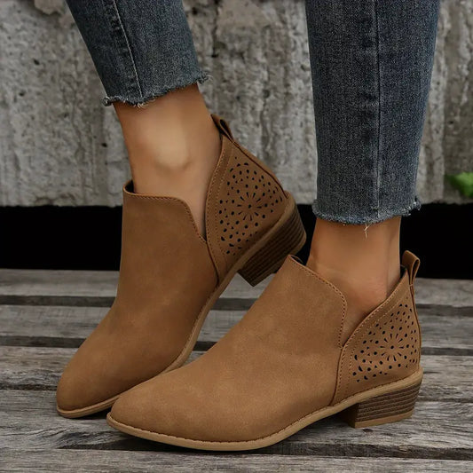 BOTAS RETRO DE TACÓN BAJO Y ANCHO PARA MUJER 2025