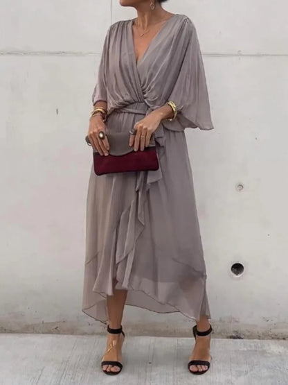 TAYLORIA™ – ELEGANTE VESTIDO DE GASA CON CUELLO EN V
