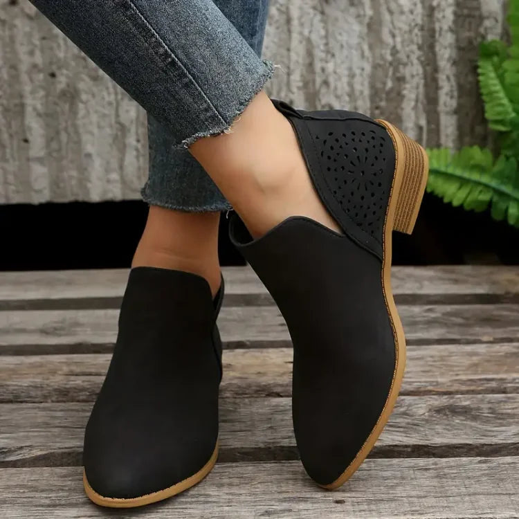 BOTAS RETRO DE TACÓN BAJO Y ANCHO PARA MUJER 2025