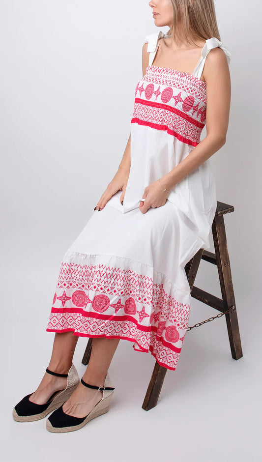 AMOURÉ™ – VESTIDO CASUAL DULCE CON ESTAMPADO, FRUNCIDO, ESCOTE CUADRADO Y TIRANTES