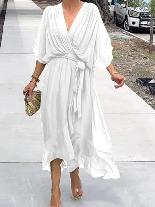 MONAÉ™ – ELEGANTE VESTIDO DE GASA CON CUELLO EN V