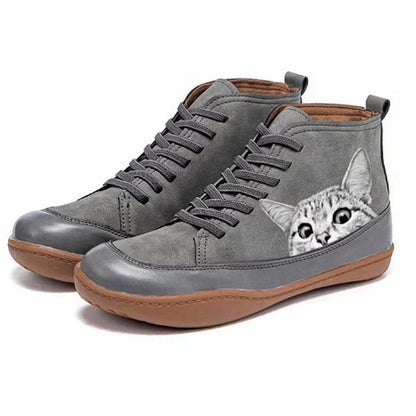 LARA™ BOTINES DE MUJER CON ESTAMPADO DE GATO