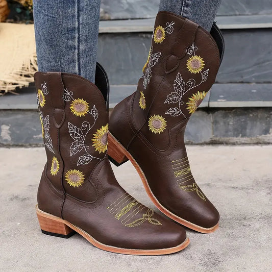 FREYA™ BOTINES CASUALES CON TACÓN DE CUÑA Y ESTILO BORDADO