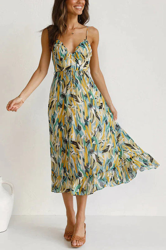 ESTELLEA™ – ELEGANTE VESTIDO DE LARGO MEDIO CON ESTAMPADOS ARTÍSTICOS