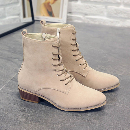 BOTAS ELEGANTES DE MUJER CON CORDONES Y CREMALLERA 2025