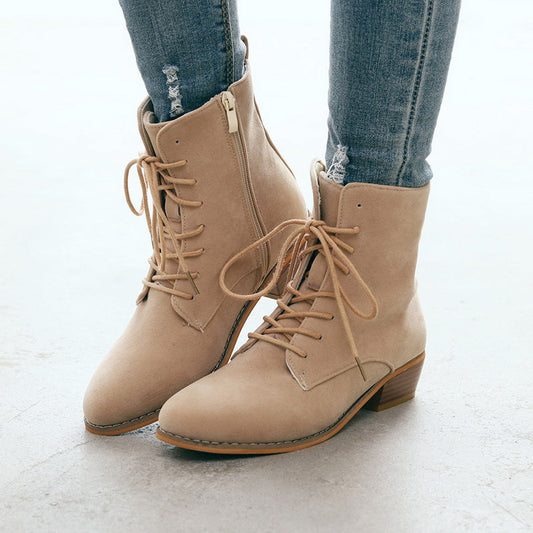BOTAS ELEGANTES DE MUJER CON CORDONES Y CREMALLERA 2025