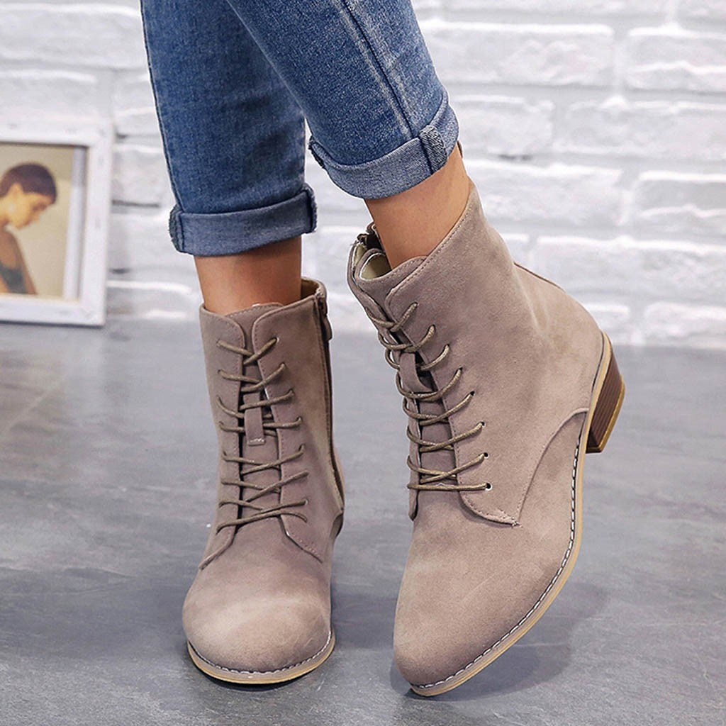 BOTAS ELEGANTES DE MUJER CON CORDONES Y CREMALLERA 2025