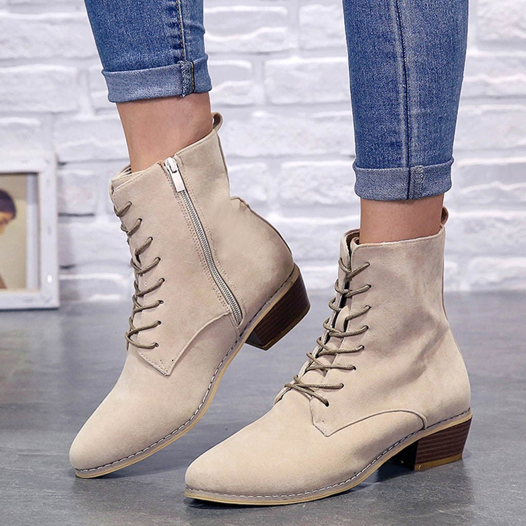 BOTAS ELEGANTES DE MUJER CON CORDONES Y CREMALLERA 2025