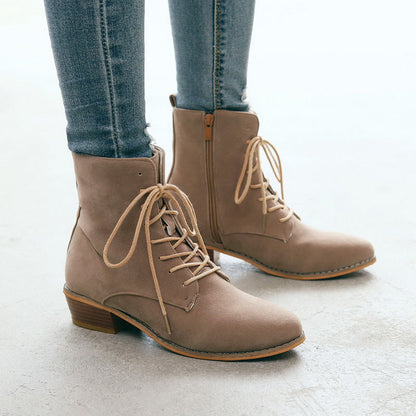 BOTAS ELEGANTES DE MUJER CON CORDONES Y CREMALLERA 2025