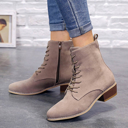 BOTAS ELEGANTES DE MUJER CON CORDONES Y CREMALLERA 2025