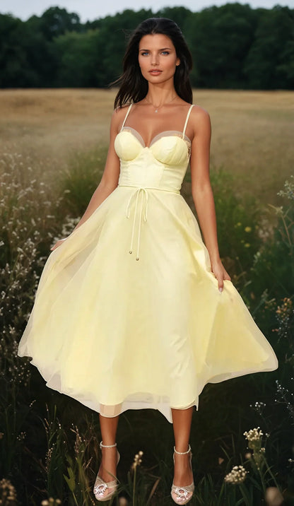 ÉTOILE™ – VESTIDO DE NOCHE DE PRINCESA DE GASA SIN TIRANTES