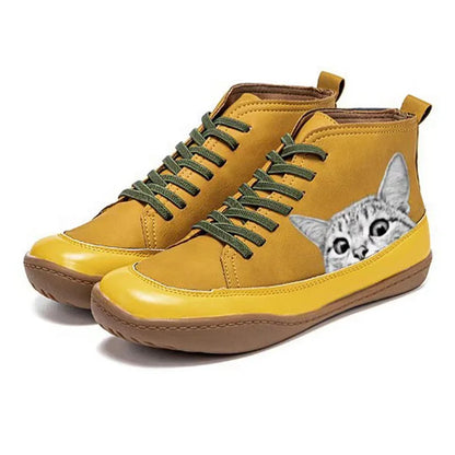 LARA™ BOTINES DE MUJER CON ESTAMPADO DE GATO
