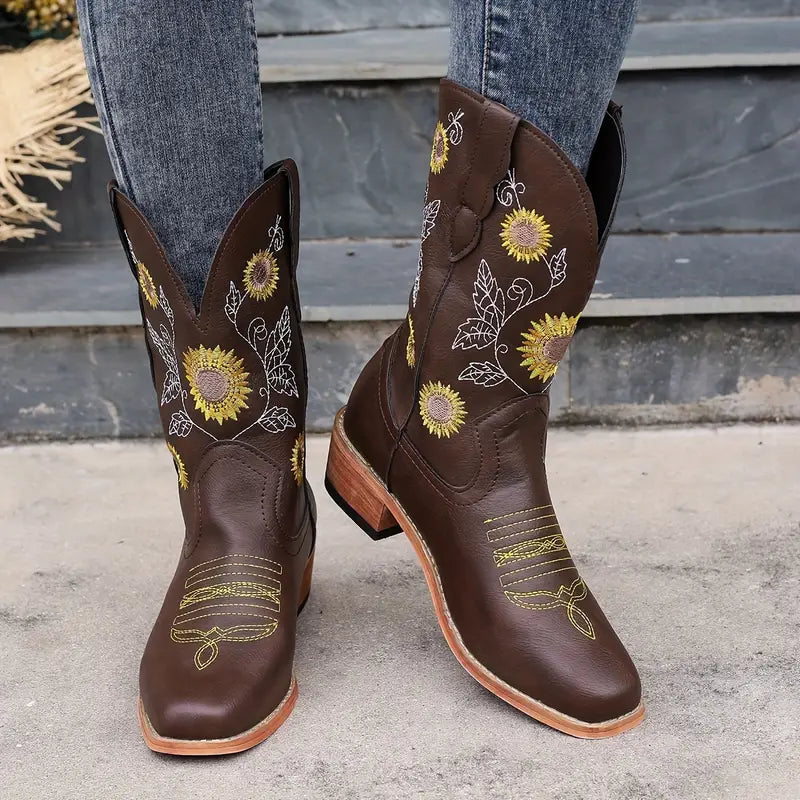 FREYA™ BOTINES CASUALES CON TACÓN DE CUÑA Y ESTILO BORDADO