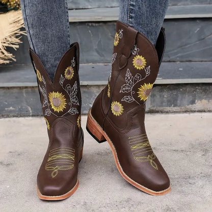 FREYA™ BOTINES CASUALES CON TACÓN DE CUÑA Y ESTILO BORDADO