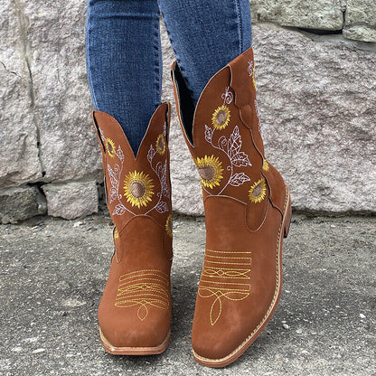 FREYA™ BOTINES CASUALES CON TACÓN DE CUÑA Y ESTILO BORDADO